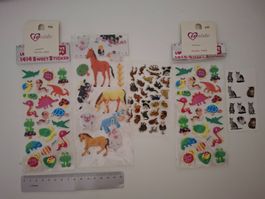 Sticker Set für Kinder, Tiere und Formen, Neu, 5 Bögen