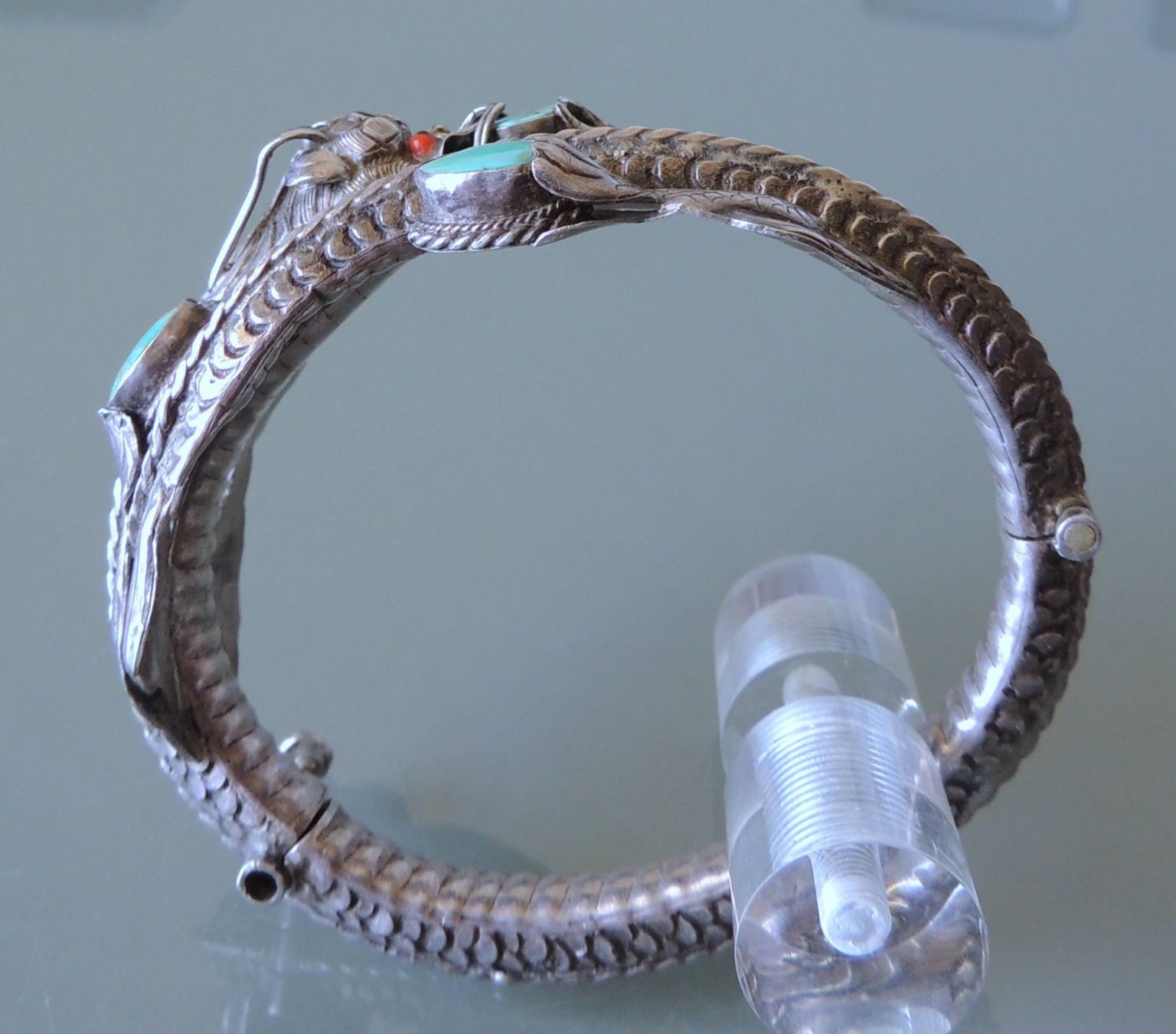 Bracciali & Braccialetti: Drachen Armreif Silber 900 mit Türkis – Usato da Waldenburg venduto da schaller707 3