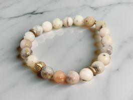 Armband, rosa Andenopal & Bronze. 19cm.