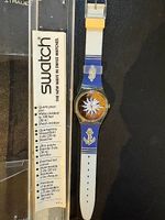 Armbanduhr Swatch blau/weiss mit Originalbox