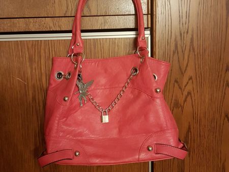 XL Handtasche Shopper Pink mit Silber-Anhänger Kunstleder