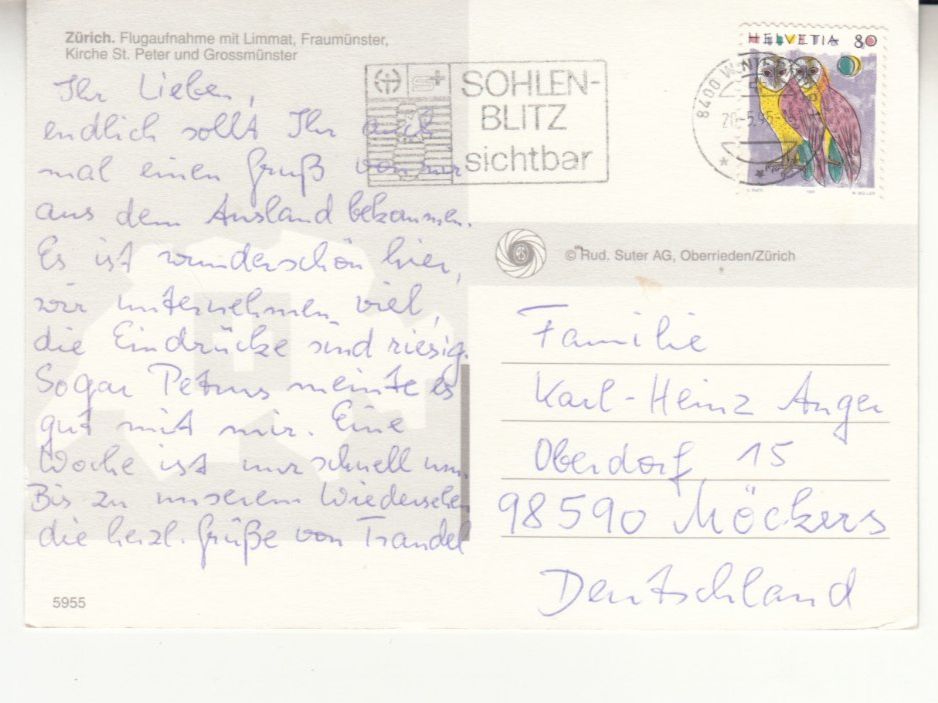 Cartoline postali: Zürich 1995 – Usato da Bürglen TG venduto da StampGraf 1