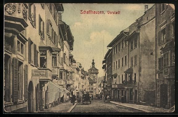 Cartes postales: Schaffhausen, Vorstadt mit Geschäften – D'occasion à Berlin par bartko-reher