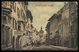 Schaffhausen, Vorstadt mit Geschäften