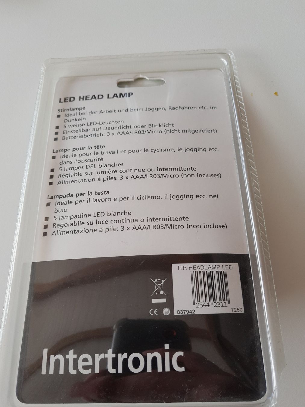 Lampade: Stirnlampe Intertronic zu verkaufen – Nuovo e nell'imballaggio originale da Ipsach venduto da Wildlifecolors 1