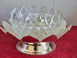 Lotus en cristal bougeoir ou pique-fleur anglais ancien C20