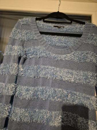 Winter Strickpullover mit Fransen, hellblau, Grösse M