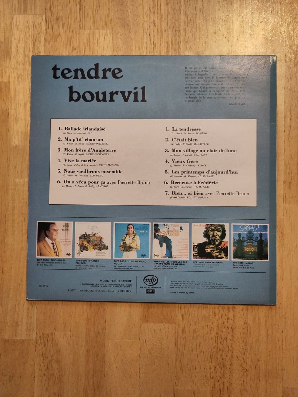 Dischi in vinile: Bourvil | "Tendre Bourvil" | LP – Usato da Lausanne venduto da Otvald 1