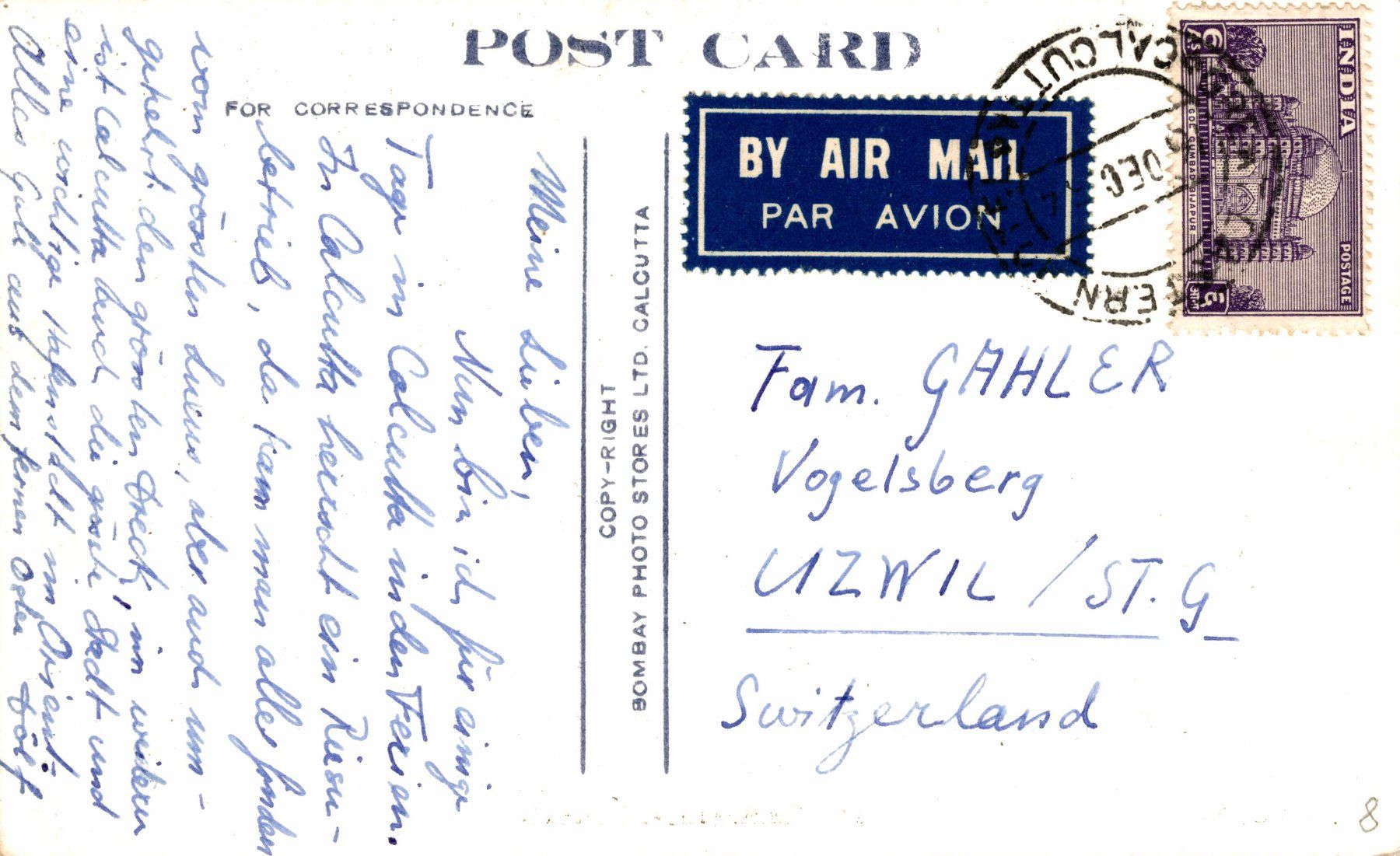 Cartoline postali: Tram Terminance. Howrah, Kalkutta – Usato da Bronschhofen venduto da Astore 1