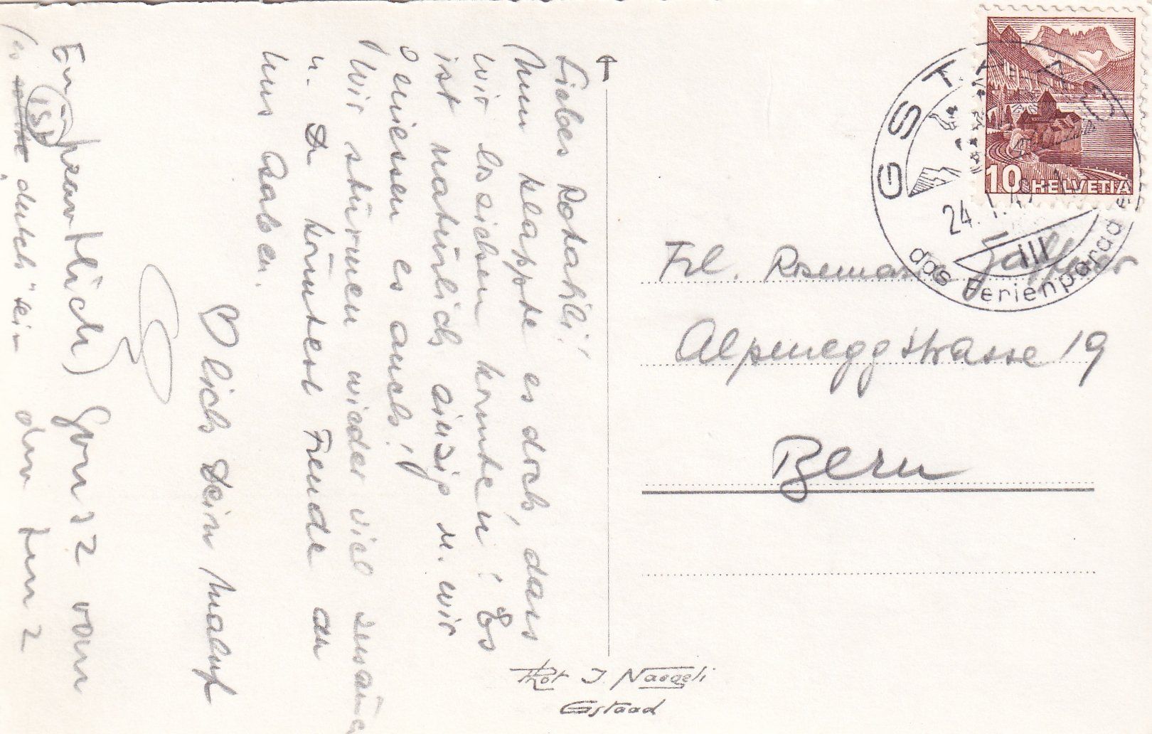 Cartoline postali: Gstaad im Winterkleid /mp – Usato da Hombrechtikon venduto da Rudolf07 1