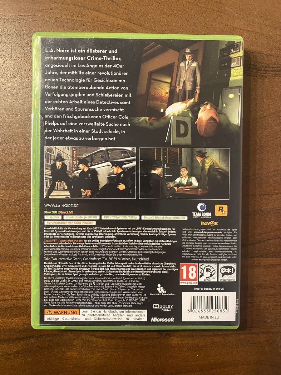 Microsoft Giochi: L.A. Noire für Xbox 360 – Usato da Thunstetten venduto da Virus_33 2