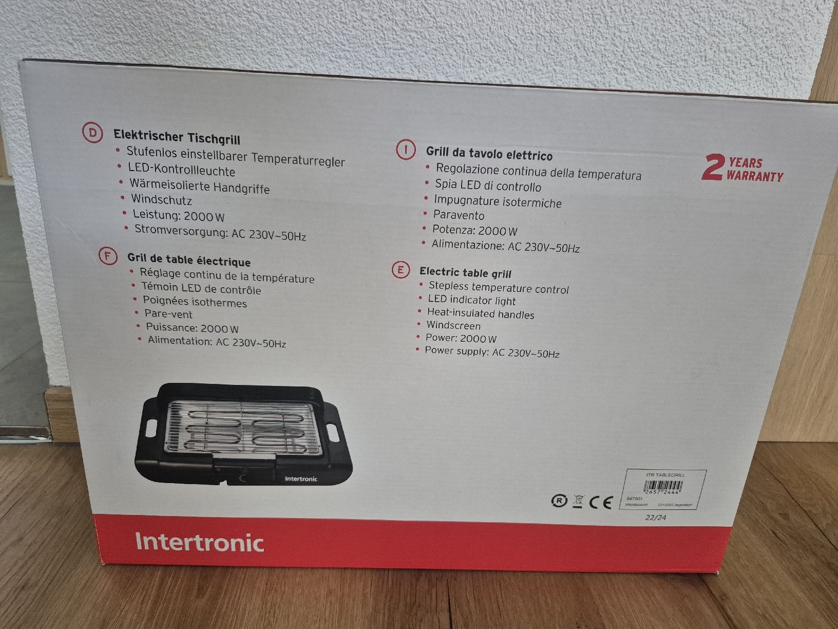 Griglie: Elektrischer Tischgrill Intertronic 2000W  – Usato da Rickenbach b. Wil venduto da Jajce 1