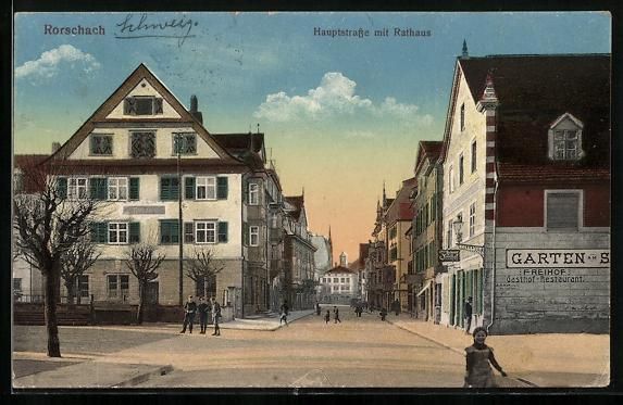 Ansichtskarten: Rorschach, Hauptstrasse mit Rathaus und  – Gebraucht aus Berlin von bartko-reher