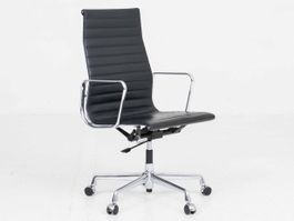 Vitra EA 119 Bürostuhl von Eames in schwarzem Leder