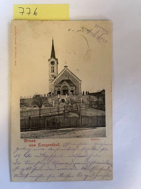 Ansichtskarten: Gruss aus Langenthal Kirche, 1901 mit Stempel – Gebraucht aus Niederwil AG von dahu75