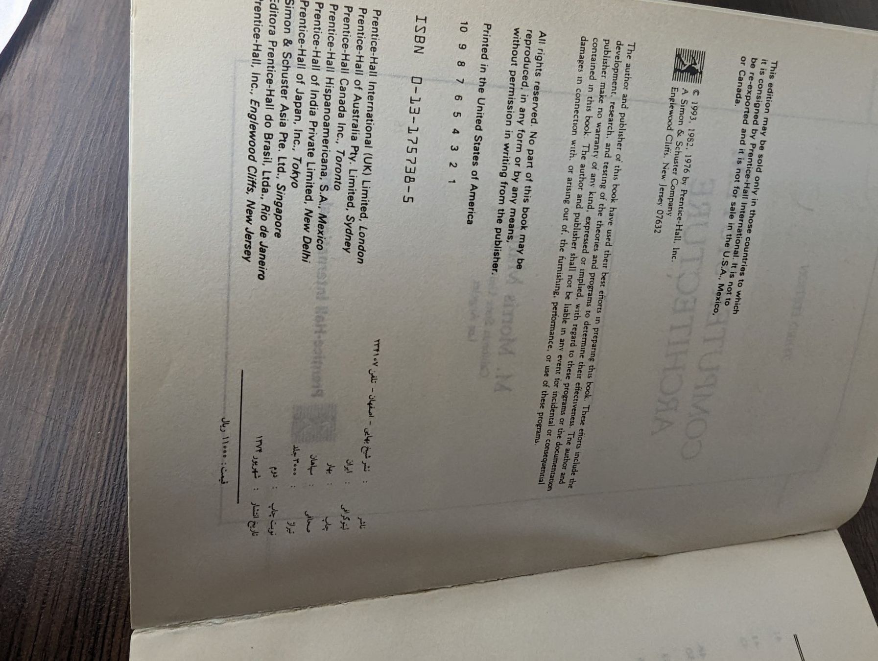 Libri: Computer System Architecture 3rd Edition Morris Mano Buch – Usato da Baden venduto da swiss-alps 5