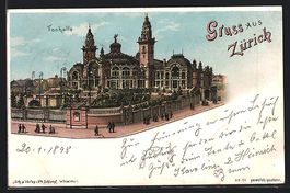 Litho Zürich, Tonhalle mit Strasse von 