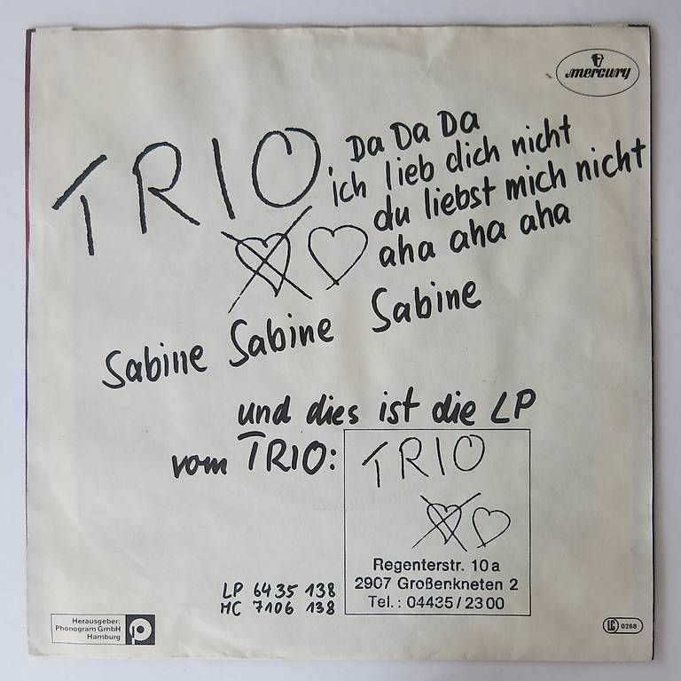 Dischi in vinile: Trio-Da Da Da /Sabine Sabine Sabine – Usato da Bözen venduto da Keramik22 1