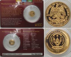 RUANDA 10 Francs 2015 MEXIKANISCHER ADLER Gold stgl