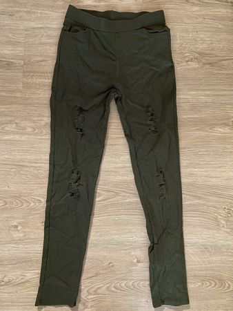 Coole Leggings im destroyed Look, Grösse L/XL, Khaki