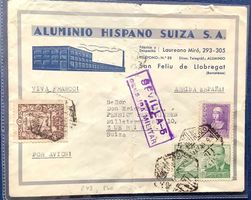 1949 Spanien Zensur Brief Luftpost Sevilla -Zürich +Vignette