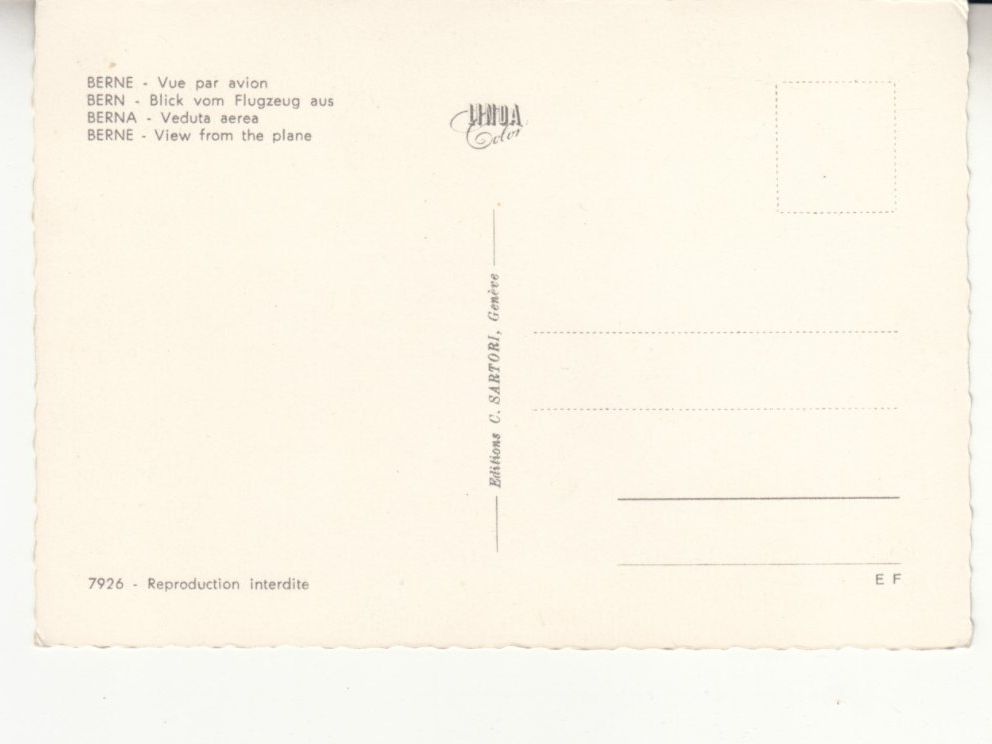 Cartoline postali: Bern ca. 1960 – Usato da Bürglen TG venduto da StampGraf 1