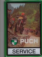 Blechschild-PUCH SERVICE MIT MOTORRAD