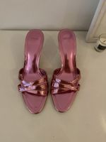 Mango Kitten Heels Size 38 Pink Metallic