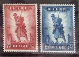 BELGIQUE 1932: Monument dédié à l'infanterie, 75c ** / 1f75*