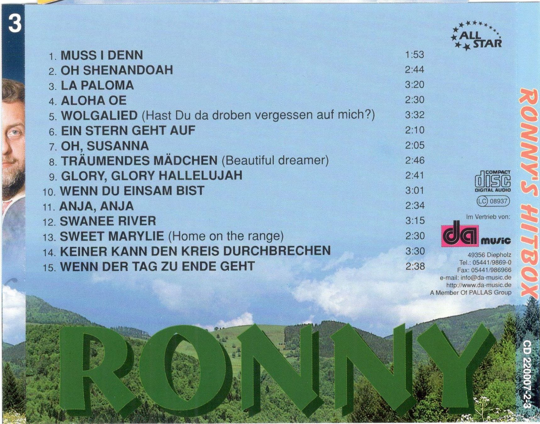 CD: Ronny CD Ronny's Hit Vol. 3 – Usato da St. Margarethen TG venduto da ursk10 1