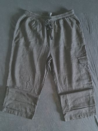 Luftige Cargohose Leinenmix schwarz