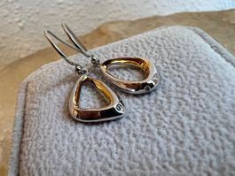 apart Ohrhänger Silber und Gelbgold Vergoldung mit Diamanten