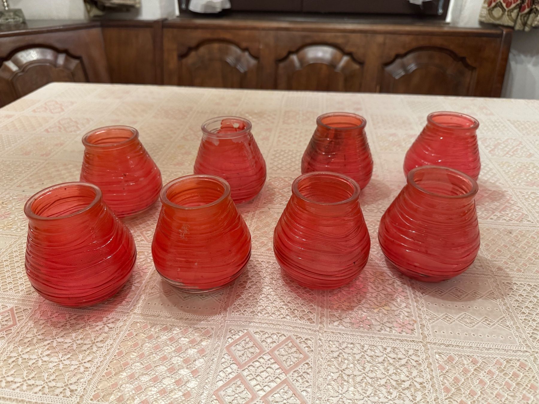 Portacandele: 8 rote  Teelichthalter, Windlichter, Glas gebraucht – Usato da Winterthur venduto da sportdisco2 9