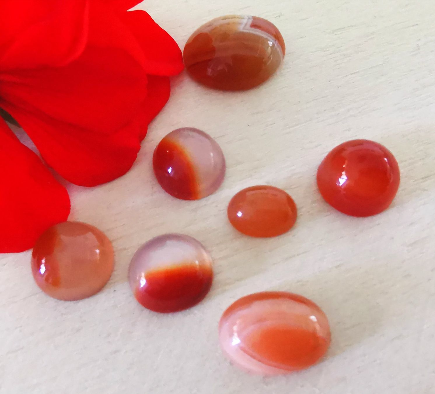 Mineralien & Heilsteine: 7 Stk. diverse Karneol Cabochon / Lager-Sondererkauf – Neu (gemäss Beschreibung) aus Dierikon von Buntspecht-10 2