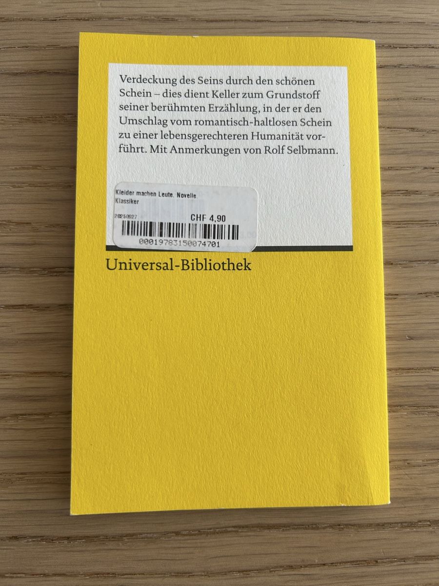 Libri: Kleider machen Leute - Gottfried Keller – Nuovo e nell'imballaggio originale da Winterthur venduto da mon_hk2h 1
