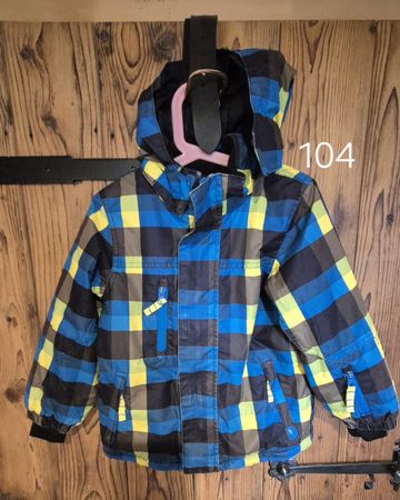 Kinder Winterjacke kariert blau gelb Grösse 104 gebraucht