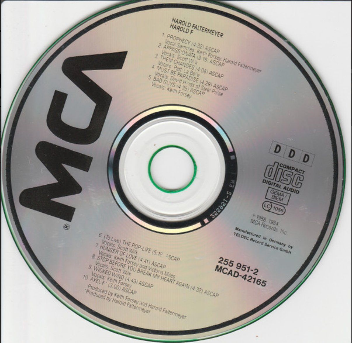 CD: Harold Faltermeyer – Harold F – Usato da Brunnen venduto da Barfly5 2
