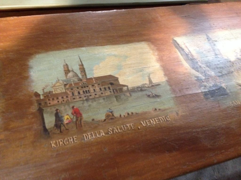 Tavoli: Biedermeier Tisch bemalt Venedig Motiv – Usato da Koblenz venduto da Kbaldinger 2