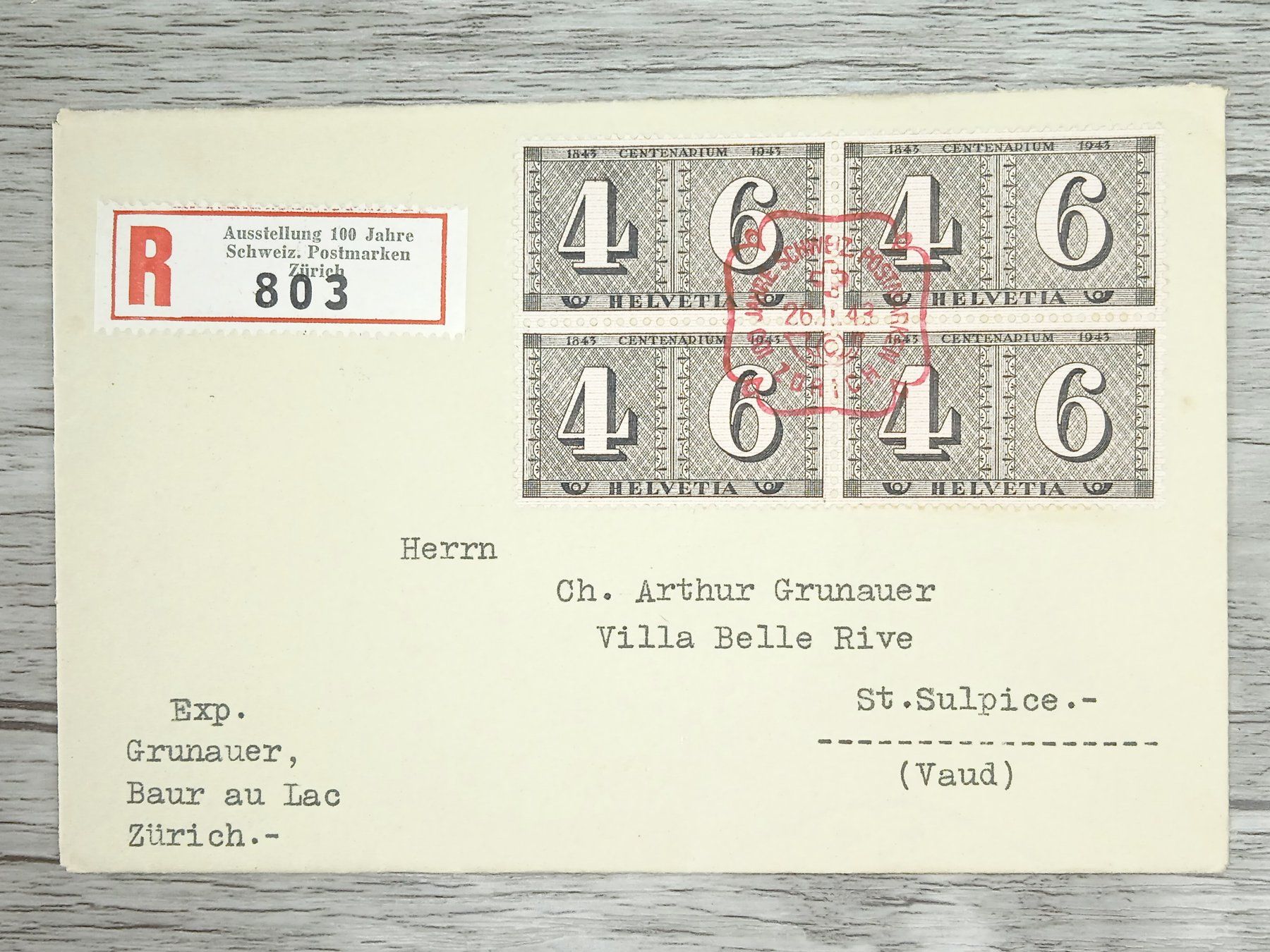 Tutti i francobolli: TR105 Enveloppe Suisse + Timbre 1943 – Usato da Cousset venduto da Patrick_Collections