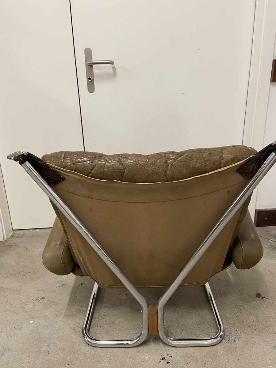 Poltrone: Harald Relling Ledersessel Vintage – Usato da Dietikon venduto da brocki-eyra 2