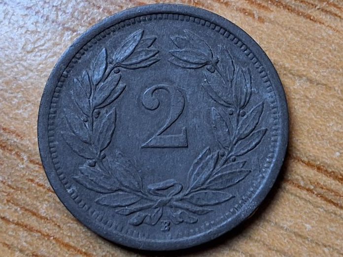Tutti le monete: 2 Rappen 1946 - Zink - Selten! – Usato da Münchenstein venduto da purbach1 1
