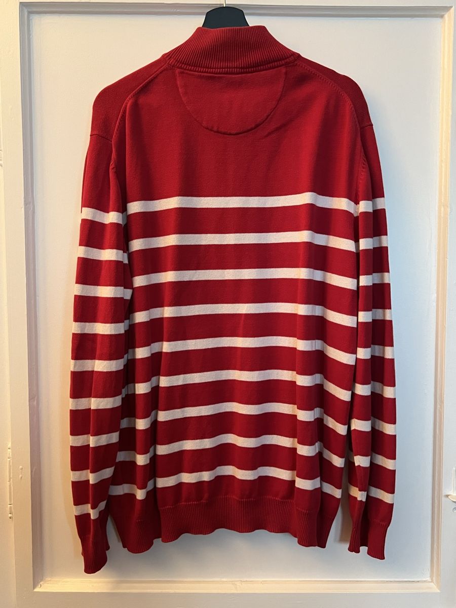 Maglioni & Felpe: Trendiger roter Strickpullover mit Streifen, Grösse XL – Usato da Fürstenau venduto da schneza 1