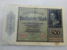 500 Mark Reichsbanknote, Berlin März 1922