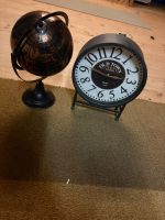 Vintage Deko Set: Uhr, Globus, Hut & Geschenkbo