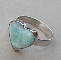 ♥ RING / LARIMAR - ATLANTIS STEIN HERZ / GROSSE 55,5 ♥