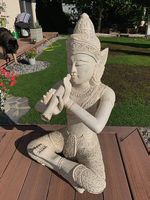 Prachtvolle handgeschnitzte Krishna-Figur aus Holz  85 cm