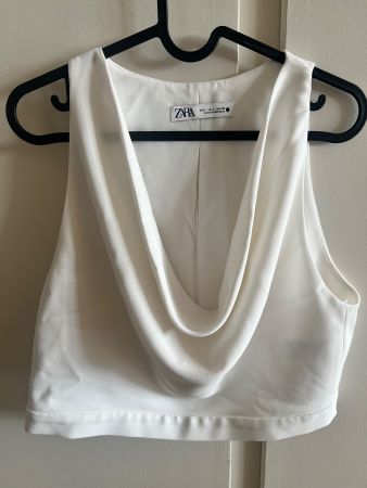 Zara Crop Bluse mit Wasserfallausschnitt / Grösse L