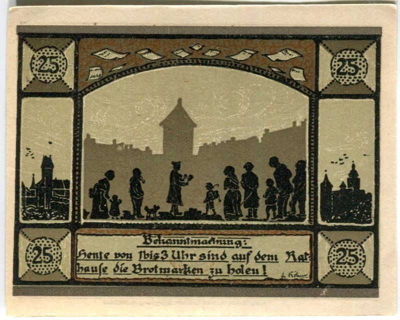 Banknoten: Notgeld "25 Pfennig. Mainbernheim 1921" – Gebraucht aus Basel von Butsch5 1