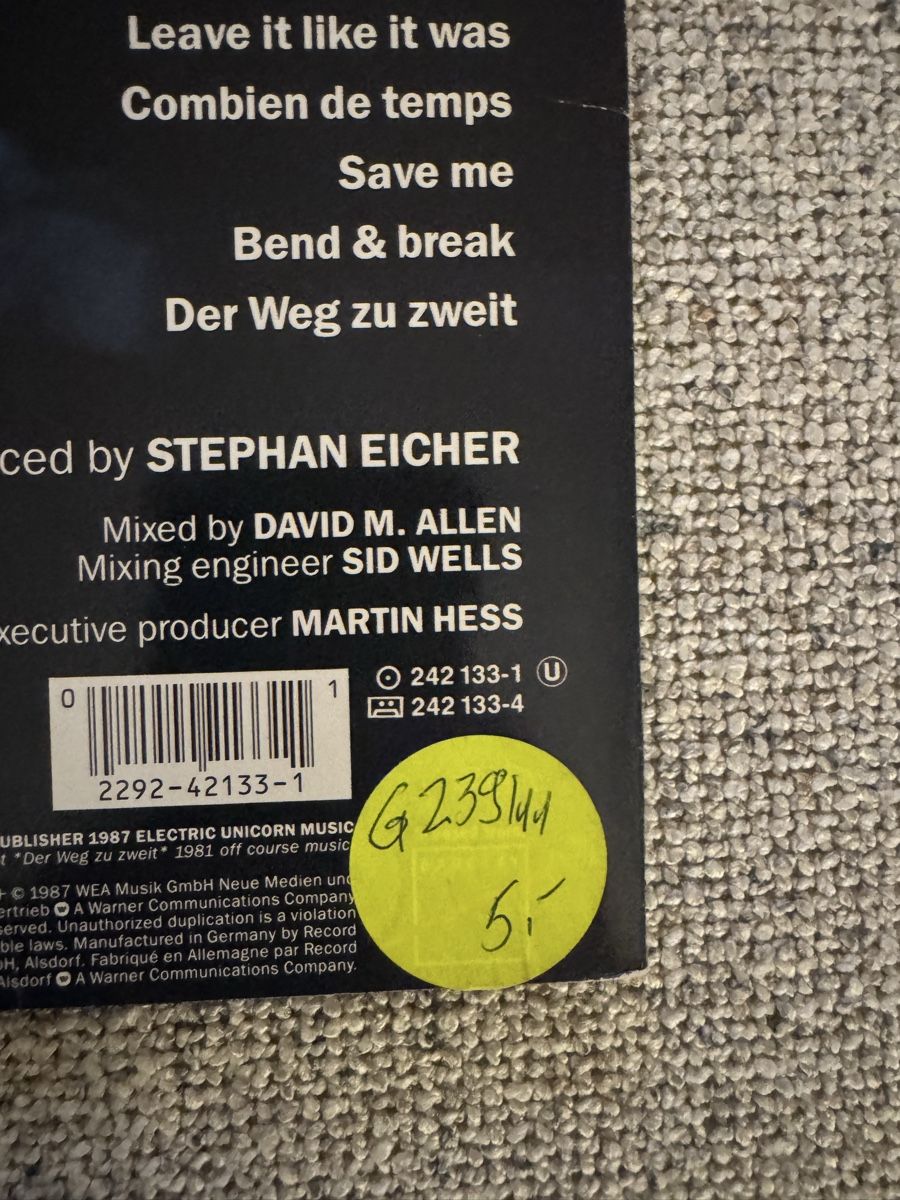 Dischi in vinile: Stephan Eicher - Silence - LP - 80s – Usato da Rorbas venduto da BlackstarRecords 3