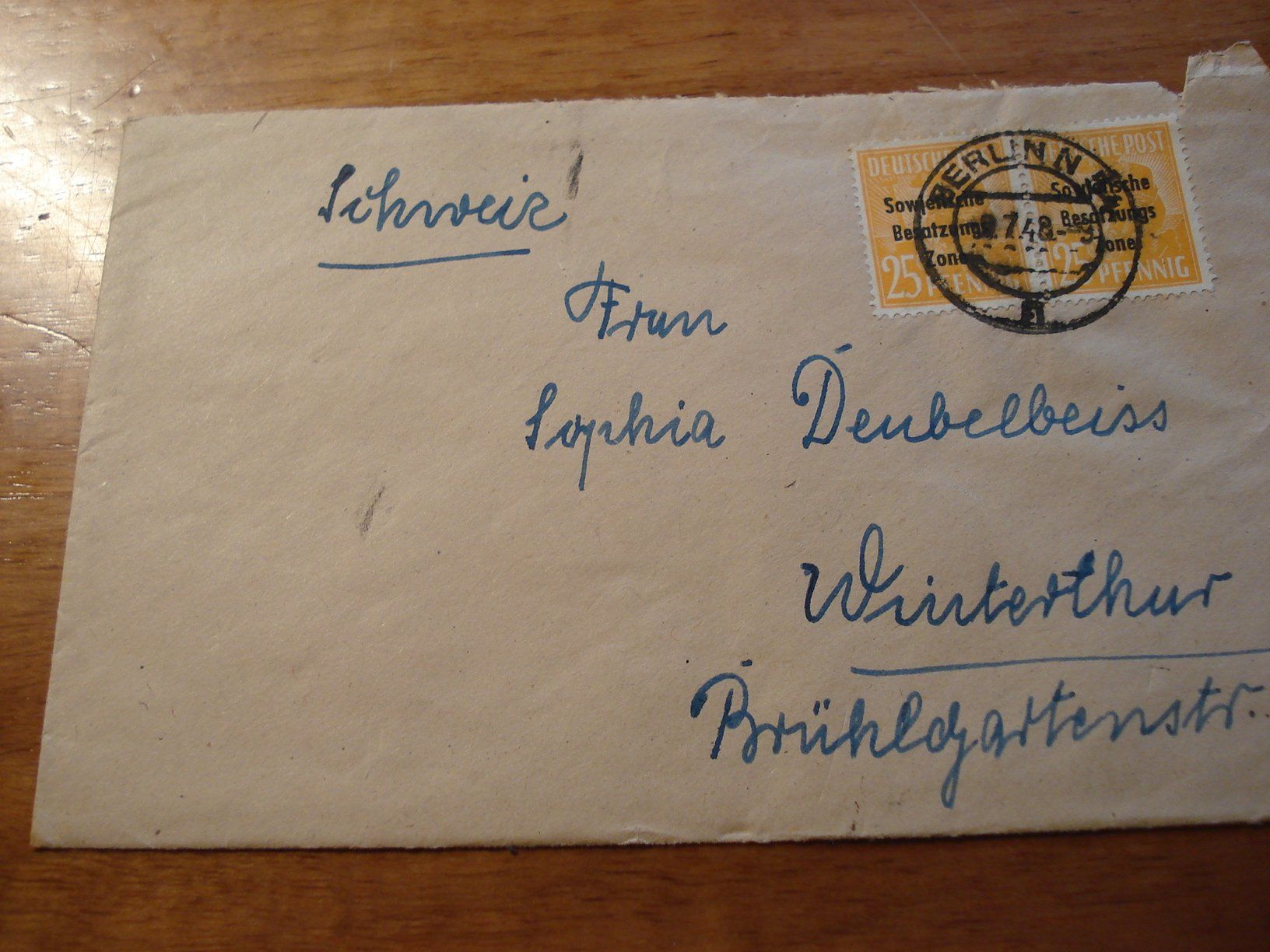 Tutti i francobolli: Brief Deutsche Post 1948, sowjetische Zone, o Berlin – Usato da Niederwil AG venduto da morostahu